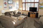 Mammoth Condo Rental Woodlands 48 - Living Room with Flat Screen TV